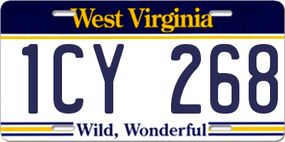 WV license plate 1CY268
