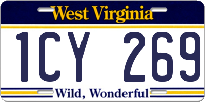 WV license plate 1CY269