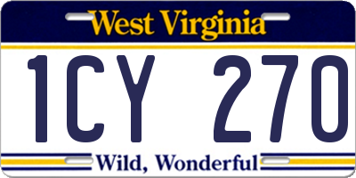 WV license plate 1CY270