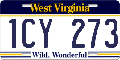 WV license plate 1CY273