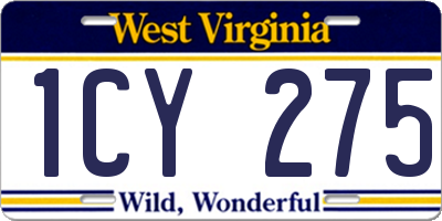 WV license plate 1CY275