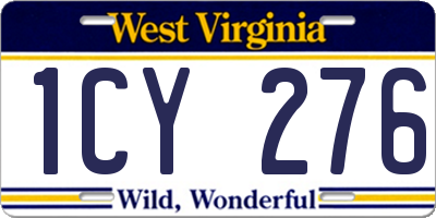 WV license plate 1CY276
