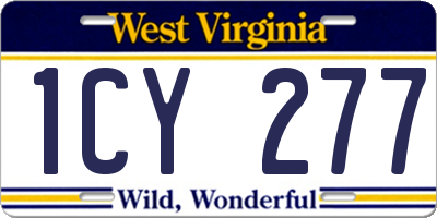 WV license plate 1CY277