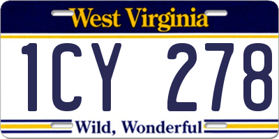 WV license plate 1CY278