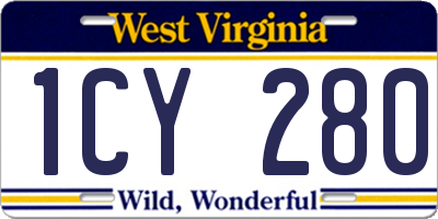 WV license plate 1CY280