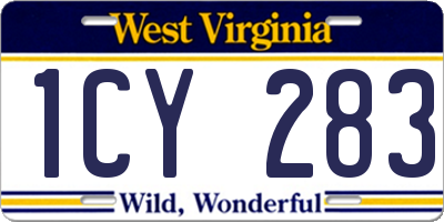 WV license plate 1CY283