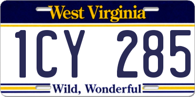 WV license plate 1CY285