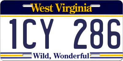 WV license plate 1CY286