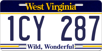 WV license plate 1CY287