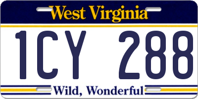 WV license plate 1CY288