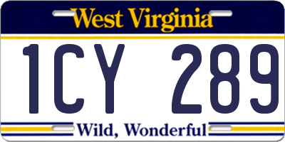 WV license plate 1CY289