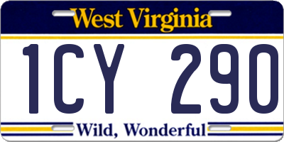 WV license plate 1CY290