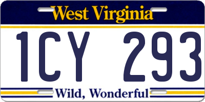 WV license plate 1CY293