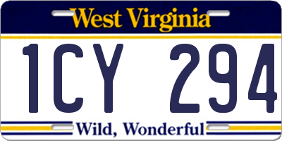 WV license plate 1CY294
