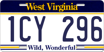 WV license plate 1CY296