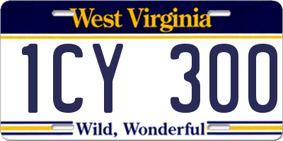 WV license plate 1CY300