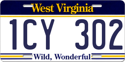 WV license plate 1CY302