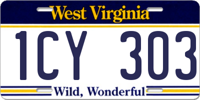 WV license plate 1CY303