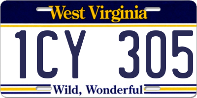 WV license plate 1CY305