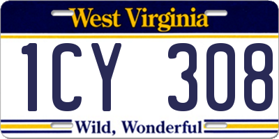 WV license plate 1CY308