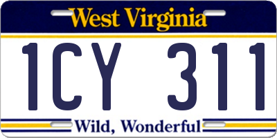 WV license plate 1CY311