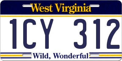 WV license plate 1CY312