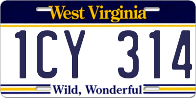 WV license plate 1CY314