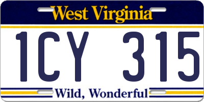 WV license plate 1CY315