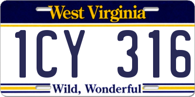 WV license plate 1CY316