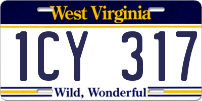 WV license plate 1CY317