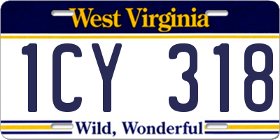WV license plate 1CY318