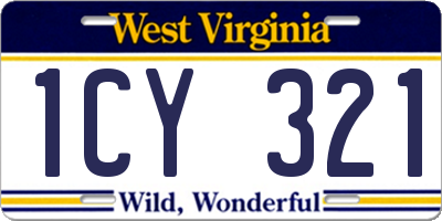 WV license plate 1CY321