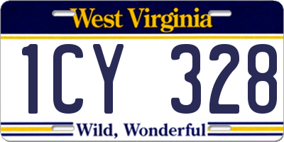 WV license plate 1CY328
