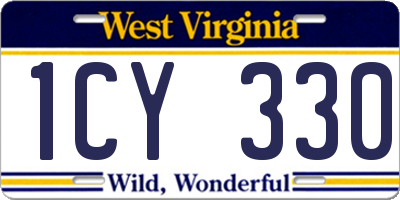 WV license plate 1CY330