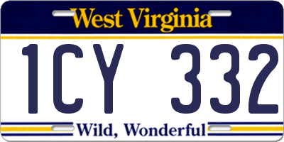 WV license plate 1CY332