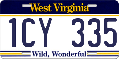 WV license plate 1CY335