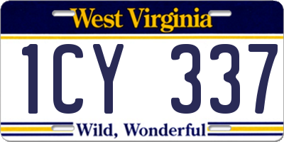 WV license plate 1CY337