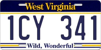 WV license plate 1CY341