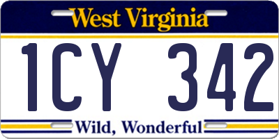 WV license plate 1CY342