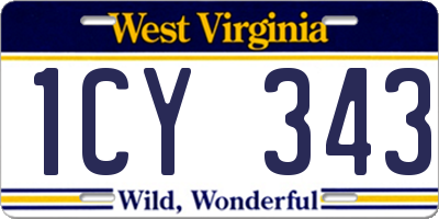 WV license plate 1CY343