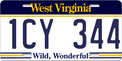 WV license plate 1CY344