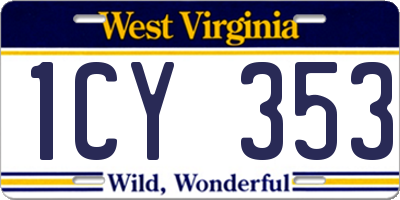 WV license plate 1CY353