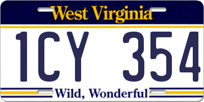 WV license plate 1CY354