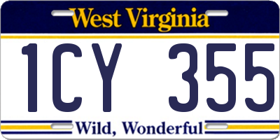 WV license plate 1CY355