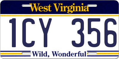 WV license plate 1CY356