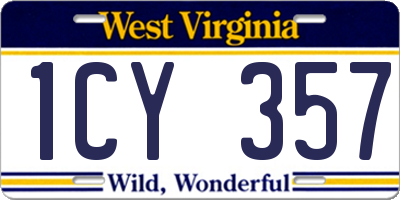 WV license plate 1CY357