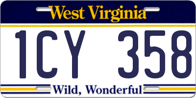 WV license plate 1CY358