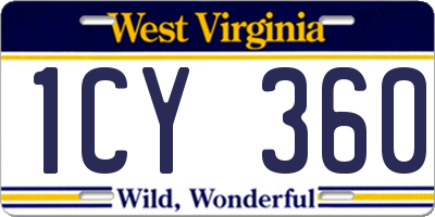 WV license plate 1CY360