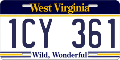 WV license plate 1CY361