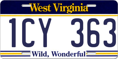 WV license plate 1CY363